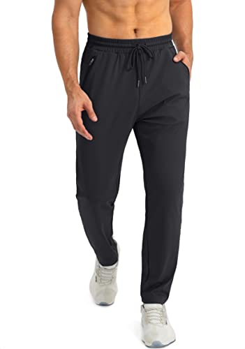 Men's Tapered Sweatpants with Zipper Pockets for Workout