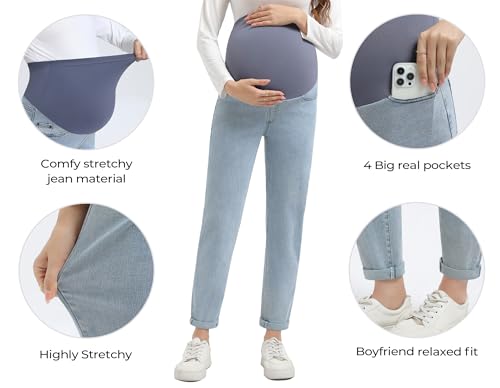 Women's Stretch Denim Maternity Jeans Trendy Over Belly