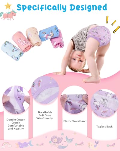 JAHSIYI 100% Cotton Toddler Girls Underwear, Tagless (6-Pack)