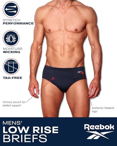 Reebok Men's Soft Cotton Briefs - 5 Pack, Contour Pouch, Supportive Fit