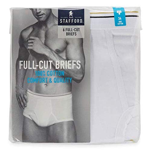 Stafford 6 Pack 100% Cotton Full-Cut Briefs White