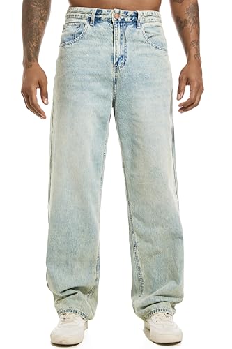 MZNBURAM Men's Wide-Leg Relaxed Fit Jeans Pants