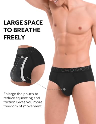 David Archy Men's Bamboo Rayon Briefs-No Fly Pouch, Super Soft, 4 or 7 Pack