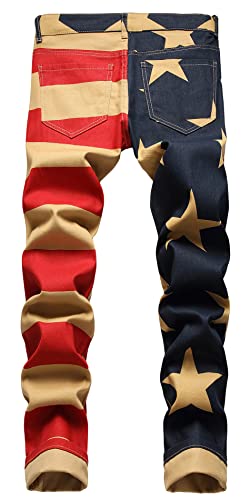 Enrica Men's Casual Printed Skinny Denim Pants