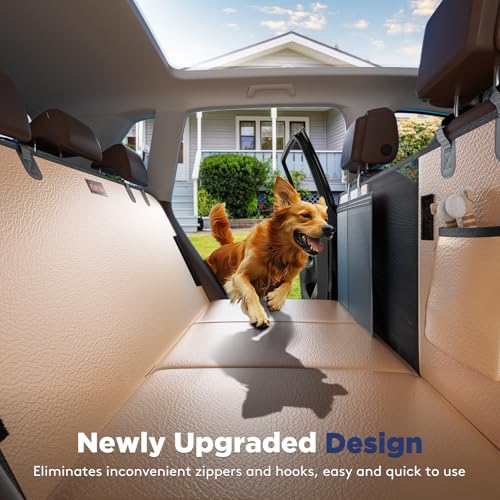 FURTIME PU Leather Back Seat Cover, 400LBS Capacity, Waterproof & Anti-Scratch, Brown