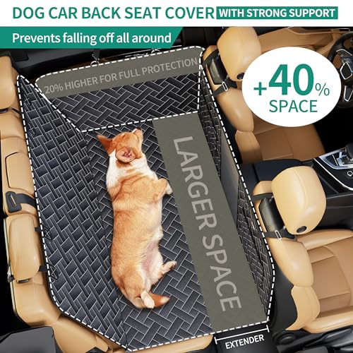 Durable Dog Car Seat Cover with Waterproof Window, Foldable Hammock, Black